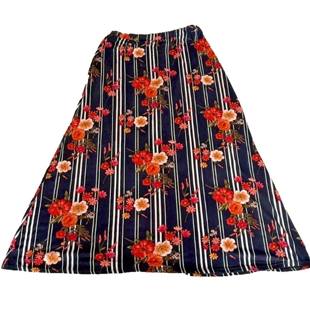 French Laundry Women's Boho Festival Maxi Skirt; Black;‎ Elastic Waist; L